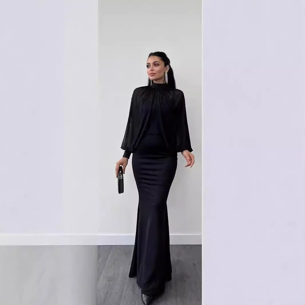 Variant image for Kvinnors Fishtail Klänning Slim-Fit Polyester med Långa Ärmar-5