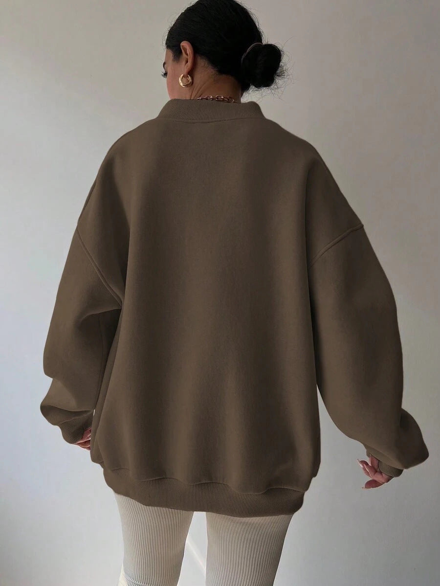 Dam Långärmad Tröja Avslappnad Polyester Loose Fit-6