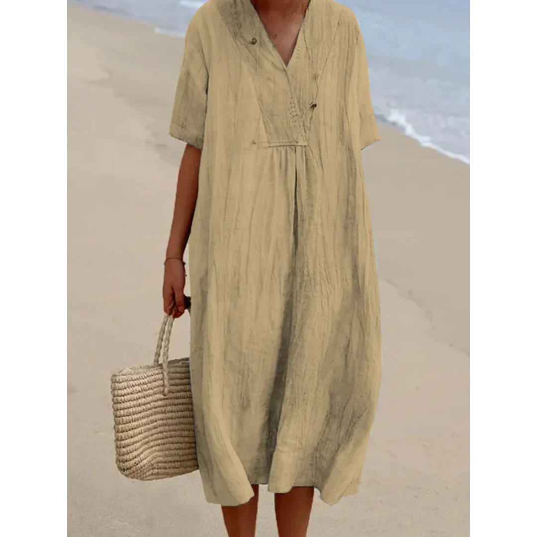 Variant image for Dam Lång Linneklänning Elegant Flytande Design av 100% Linne-21