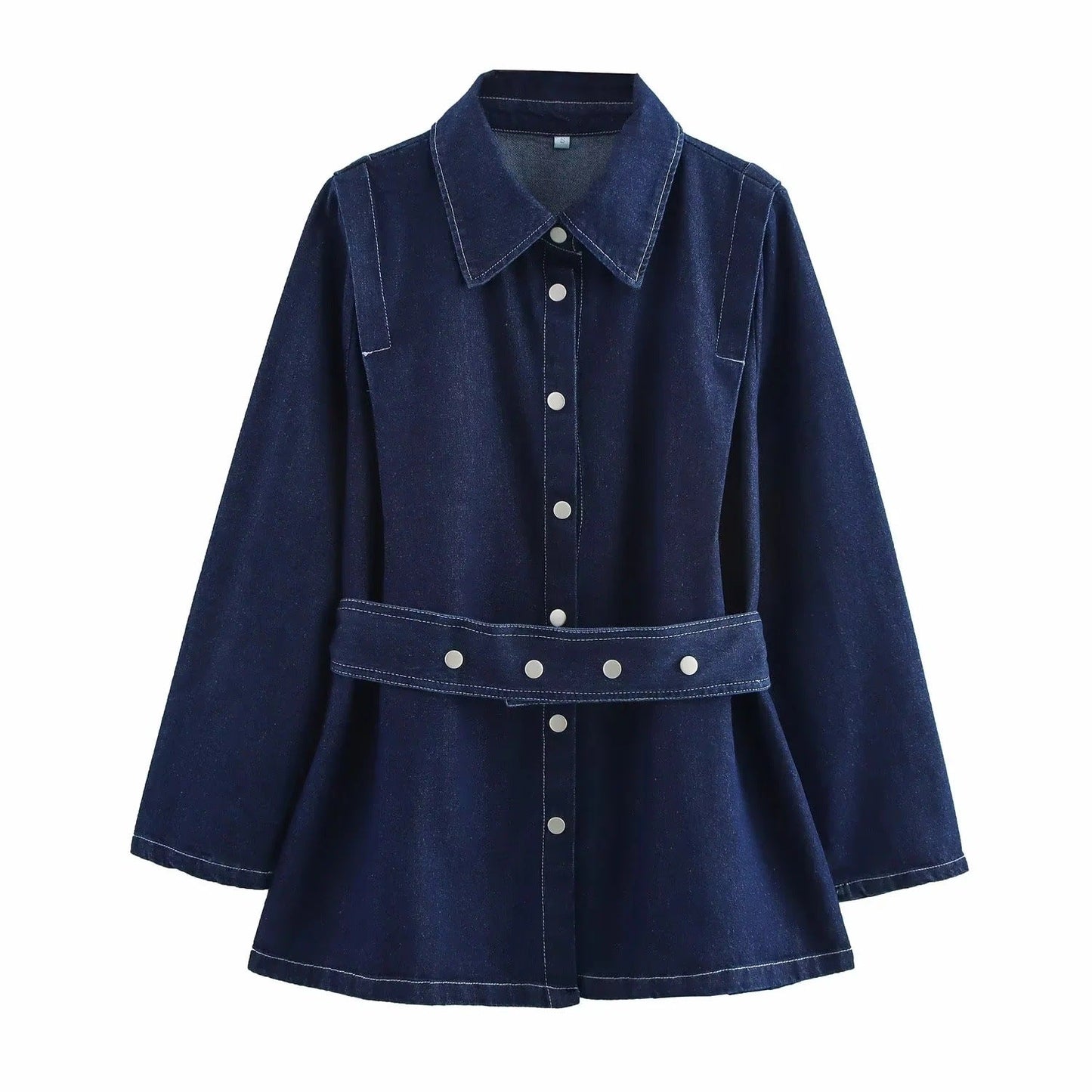 Kvinnor Bred Denimbyxor Hög Midja Femfickdesign Högkvalitativ Denim-3