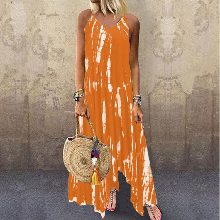 Fina Dam Klänningar Lång Ärmar Tryckt Tie-Dye Bomull Polyester 3