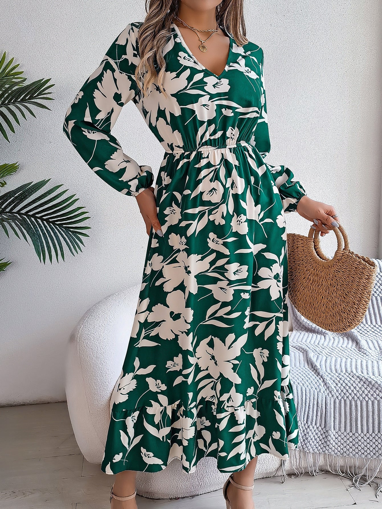 Variant image for Dam Kjol Hög Midja Blommig Chiffon-5