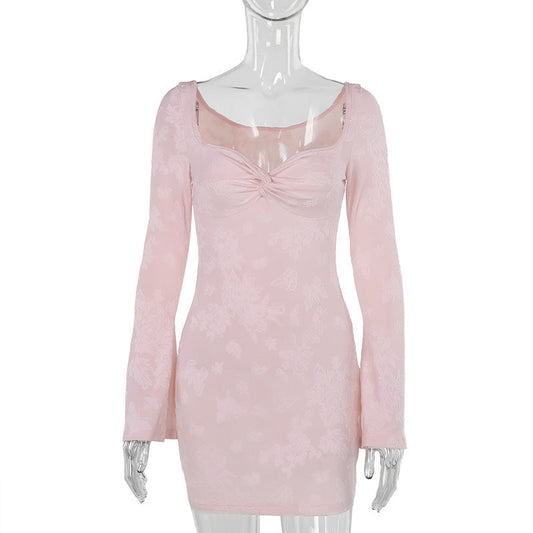 Kvinnors Miniklänning Transparent Topp Blommiga Detaljer Elastiskt Tyg-1