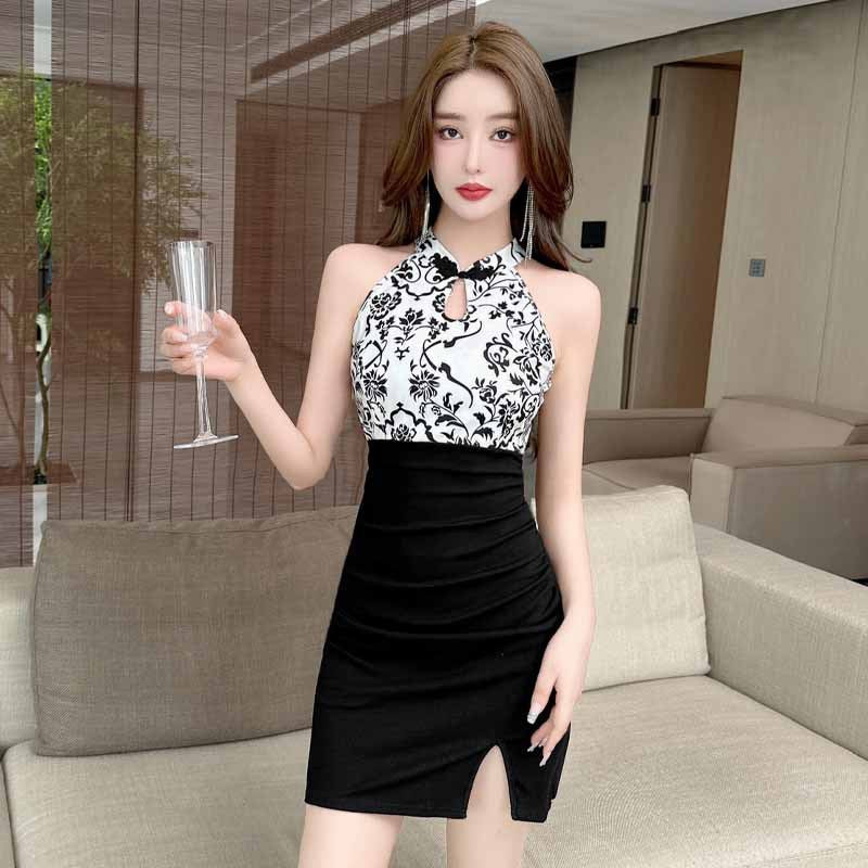 Kvinnors Mini Klänning Off-Shoulder Högkvalitativt Tyg-3