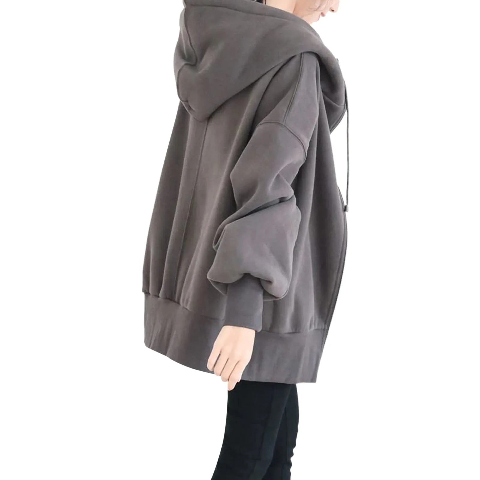 Unisex Lång Zip-Up Hoodie i Mjuk Polyester – Avslappnad Design för Vardagsbruk, Flera Färgval och Storlekar 3