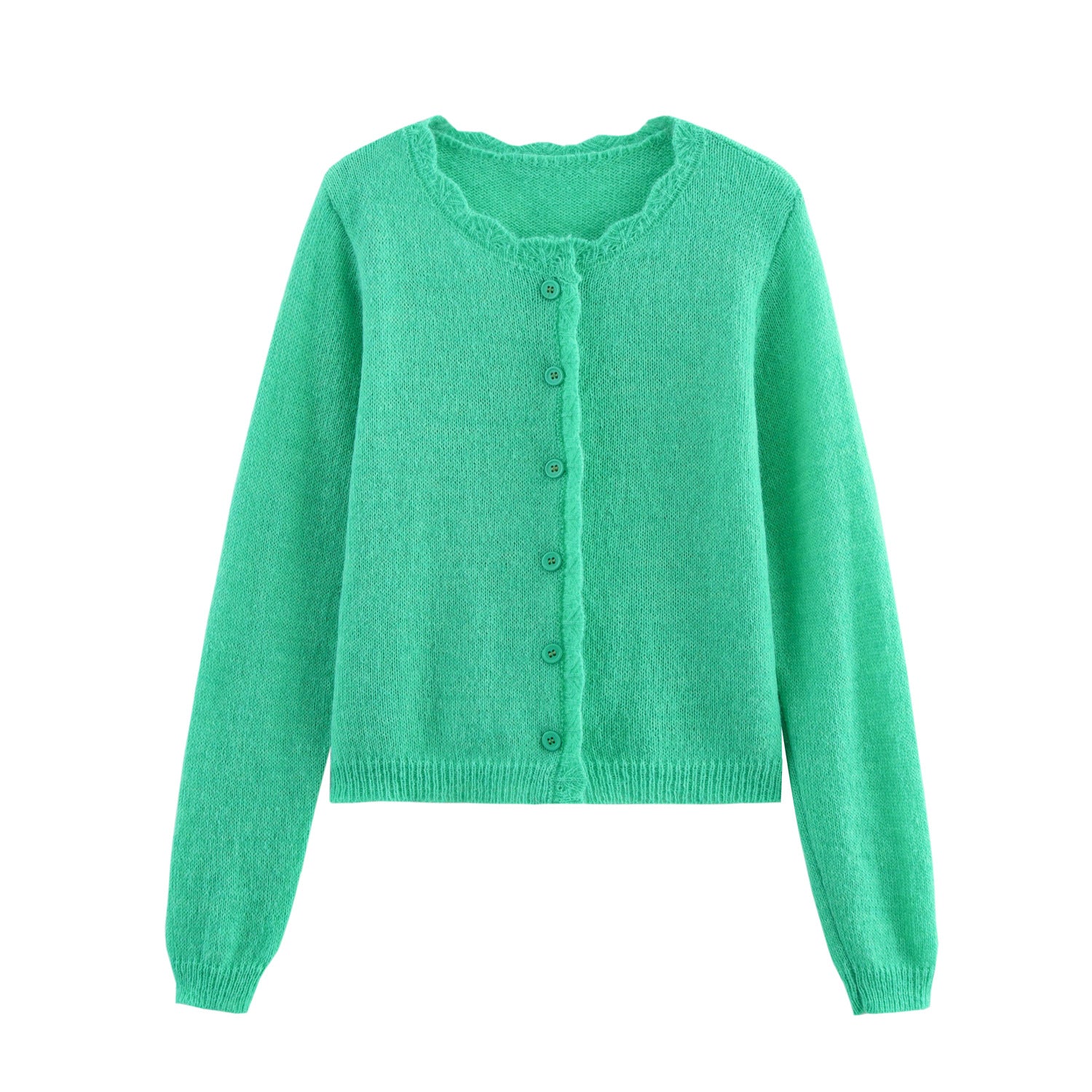 Kvinnors Cardigan Dekorativ Knappstängning Rüsch Detaljer Mjuk Tyg 7