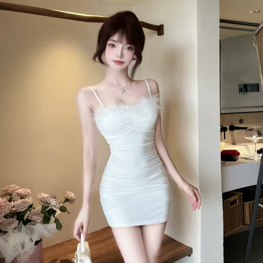 Damklänning Off-Shoulder Mesh Kort Kjol-1