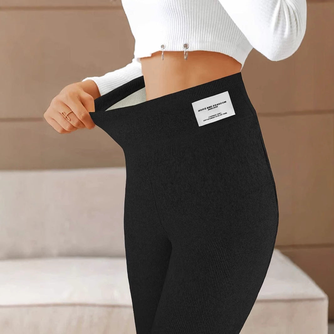 Kvinnors Leggings Hög Midja Ribbad Elastisk Material 3