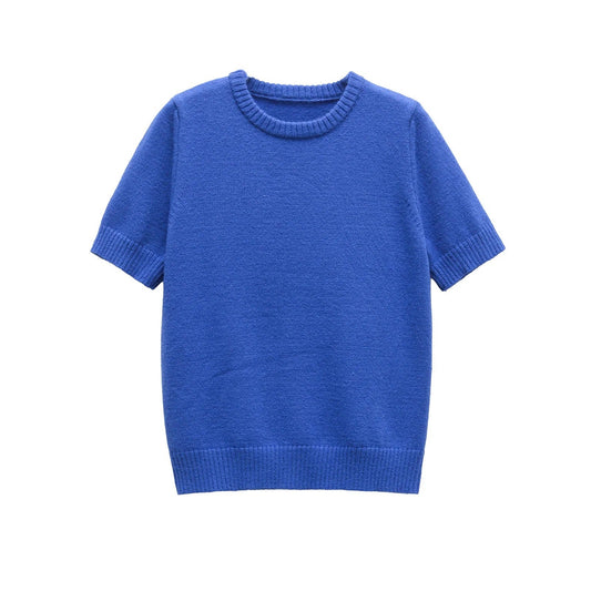 Kvinnors KortĂ€rmad Topp i Mjuk Bomull med CirkulĂ€r Halsringning â Klassisk Design för Varmare VĂ€der 1