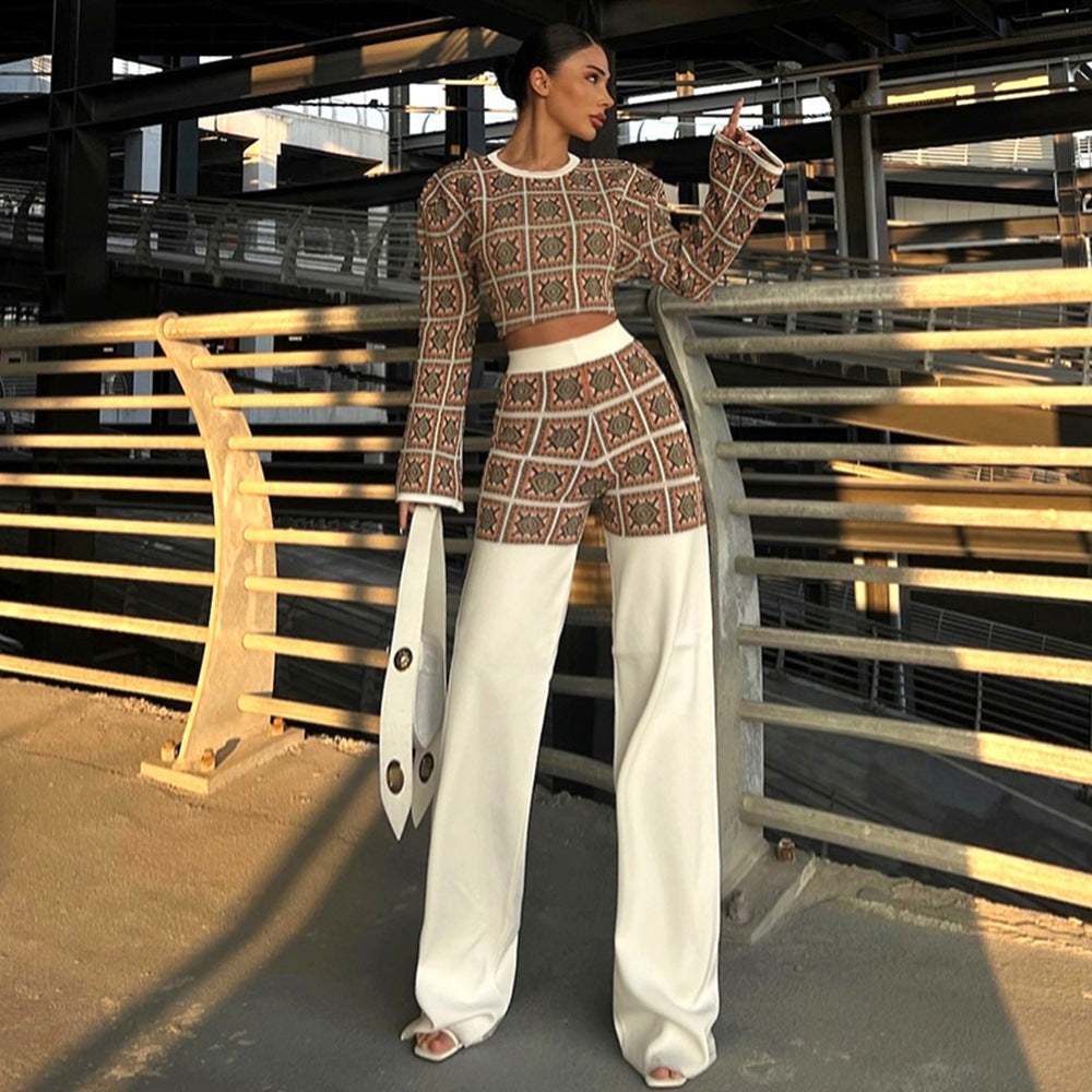 Variant image for Dam Långärmad Top och Byxor i Polyester för Vardags- och Festlook-4