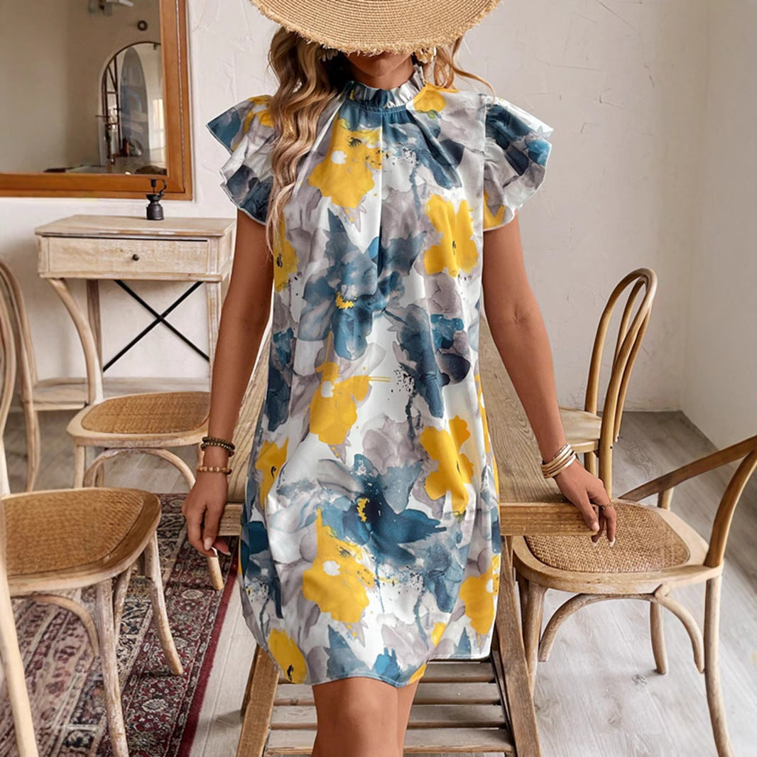 Kvinna Fritidsklänning Bohemisk Mönstrad Bomull-6