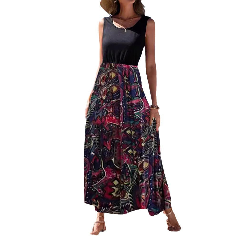 Dam Maxi Midi Kjol Blommönster Polyester A-Line 6