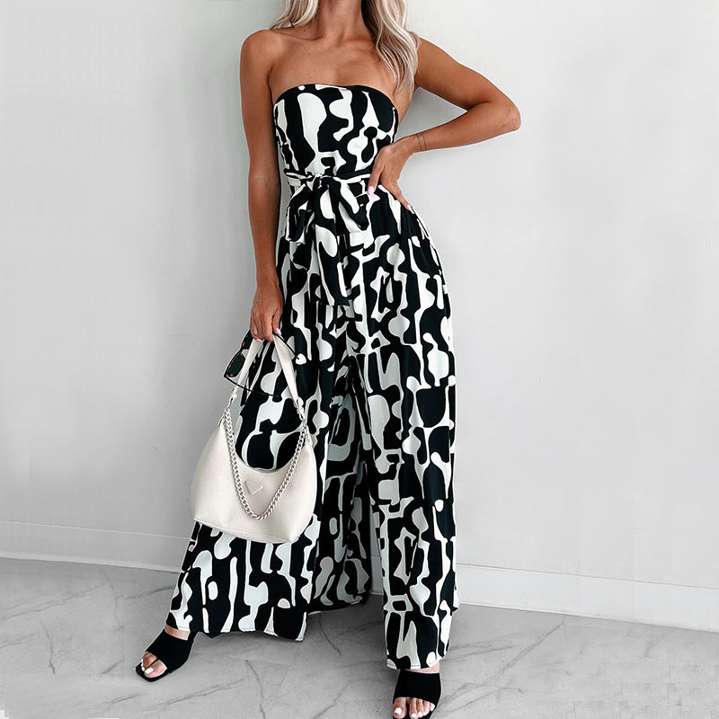 Dam Jumpsuit Elegant Lätt Tyg med Bindningsbälte 2