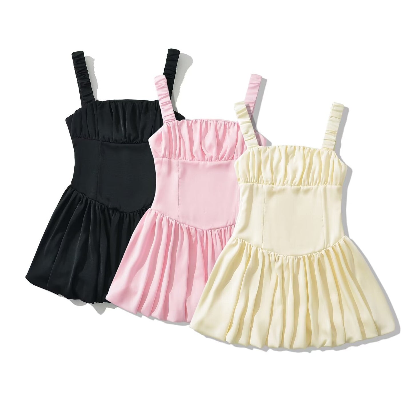 Kvinna A-linjeformad Klänning Kort Polyester Enfärgad-2