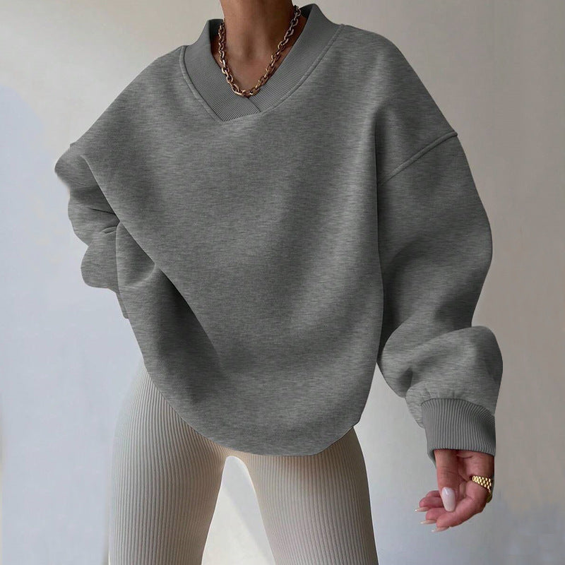 Dam Långärmad Tröja Avslappnad Polyester Loose Fit-2