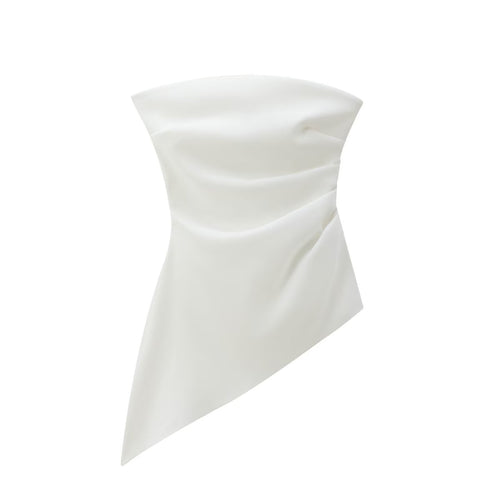 Snygga Damtoppar – Asymmetrisk Ärm- och Rundhalsad Topp i Polyester för Vardag och Fest 1