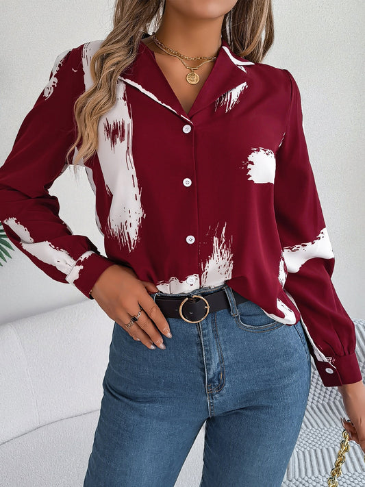 Kvinnors Lång Skjorta Randig Polyester Street Chic-1