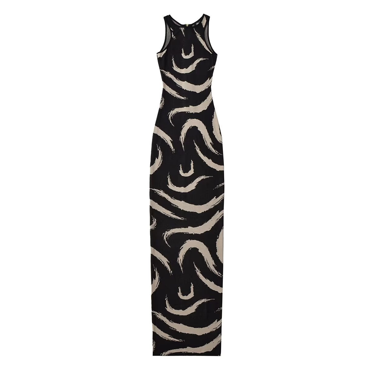 Variant image for Dam Stickad Klänning Färgblockering Polyester Ärmlös-5