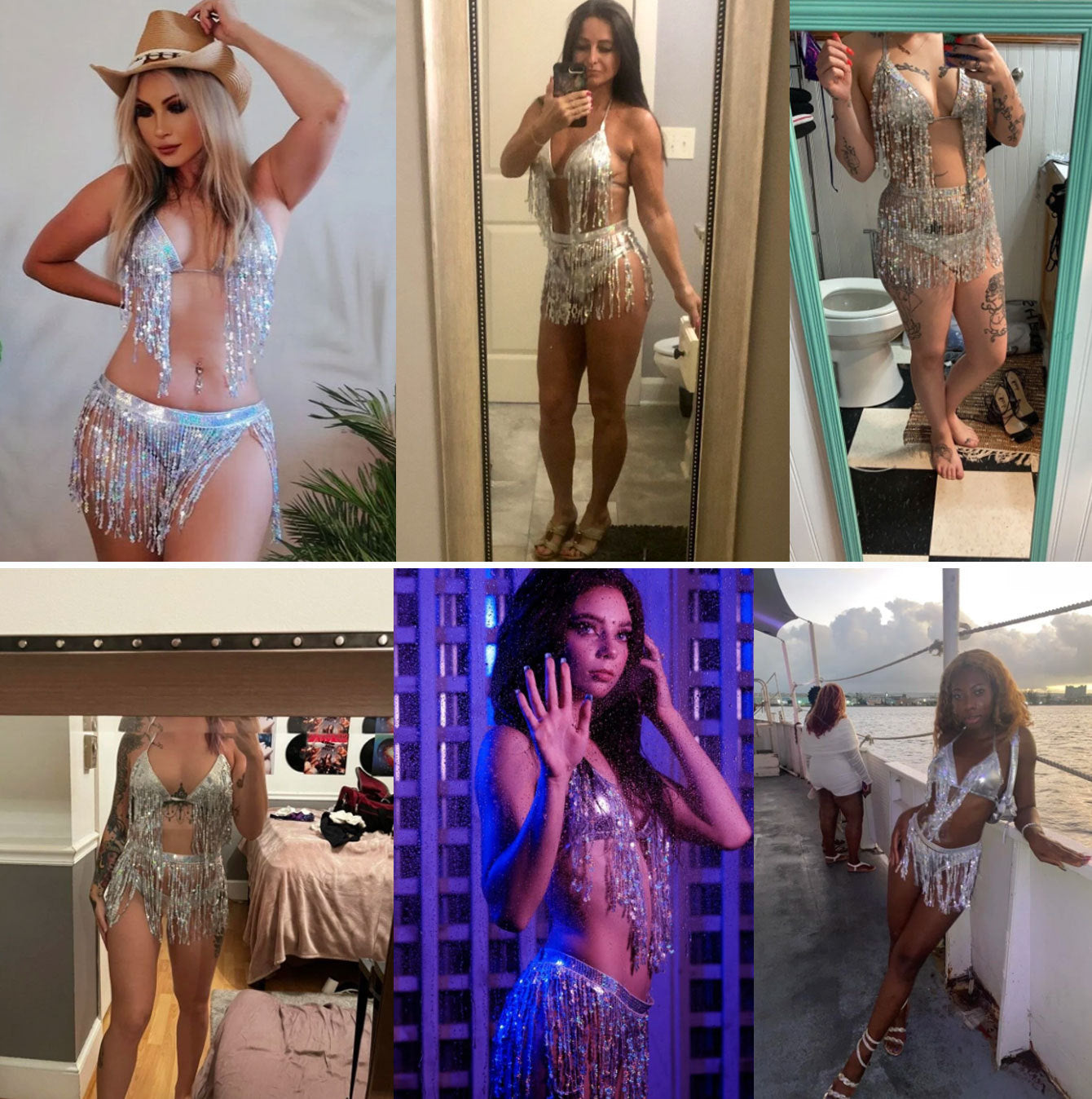 Kvinnor Bikini Set Glittrande Fransar Lätt Material 5