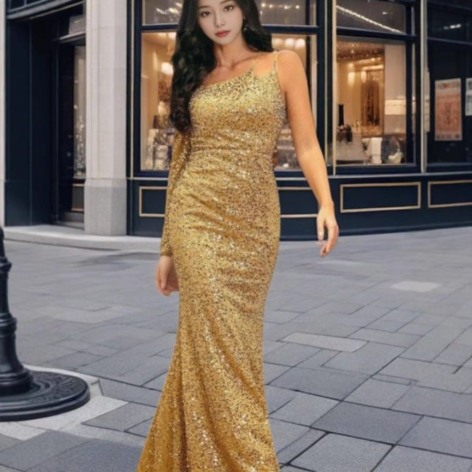 Kvinnors Off-Shoulder Aftonklänning Lång Polyester för Eleganta Evenemang-5