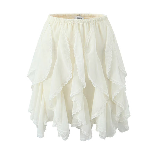 Kvinna A-Line Kjol Tvåfärgad Polyester-1