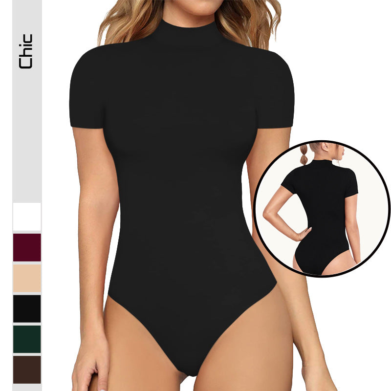 Dam Bodysuit Hög Midja Trekvartsärmar Elastisk Blandning-2