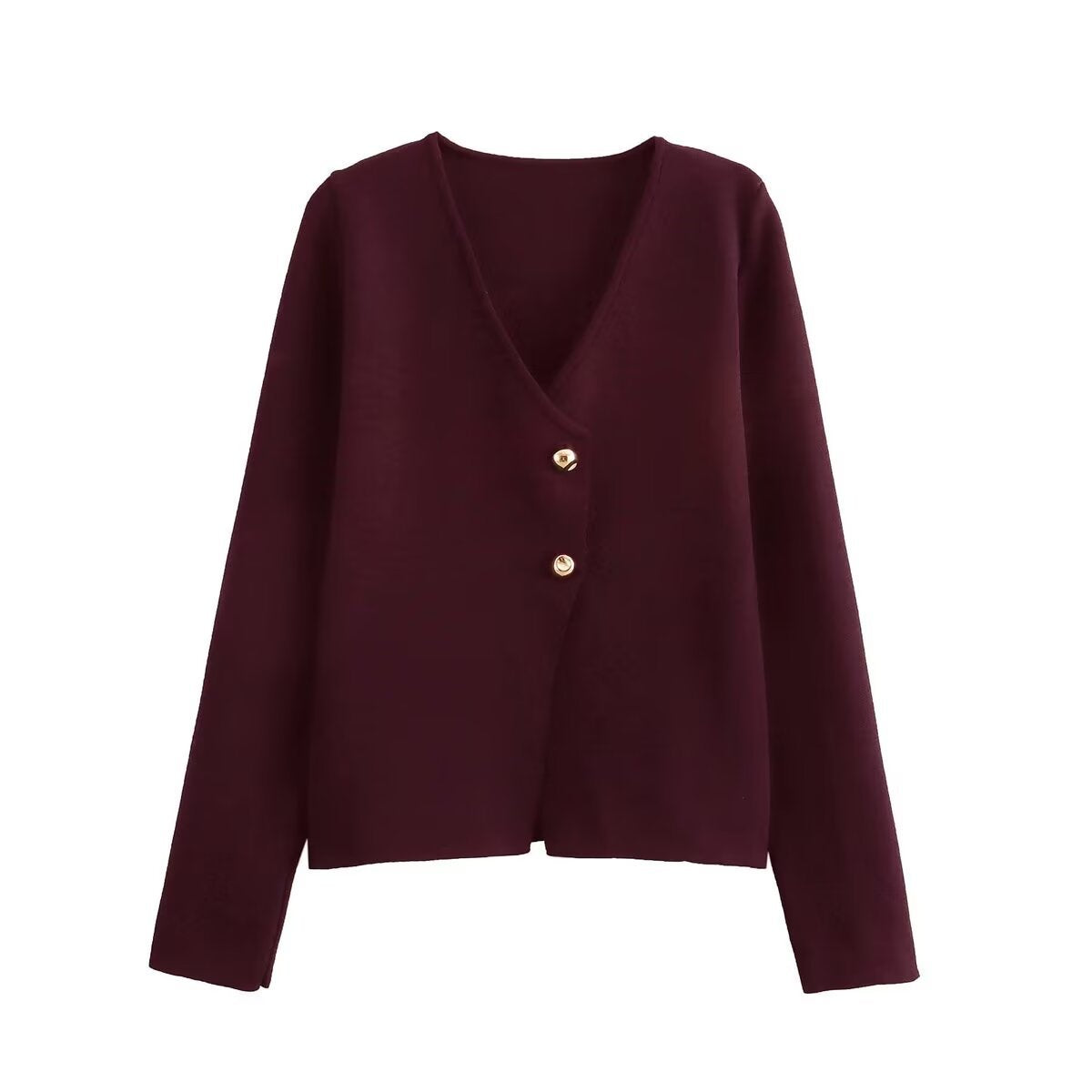 Damjacka Wrap med V-Ringning och Unika Knappdetaljer i Mjukt Tyg – Eleganta Jackor för Dam 7