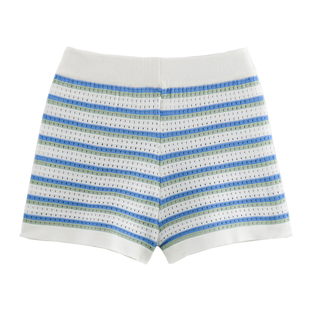 Variant image for Dam Shorts Set Randig Stickad Topp 100% Bomull Avslappnad Passform-17