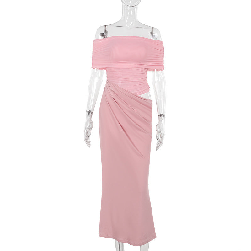 Dam Maxiklänning Off-Shoulder Elastiskt Tyg Draperad 7