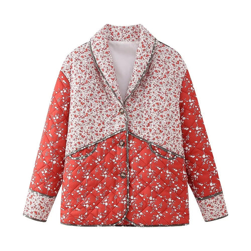 Dam Blousonjacka Blommig Design Elegant Krage Mjuk Tyg-1