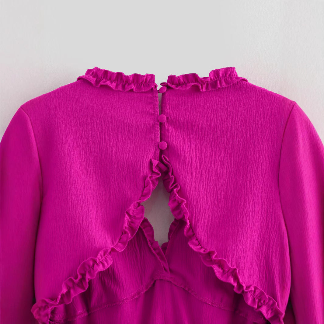 Kvinna A-Line Klänning Rüschenspitze Högkvalitativt Tyg-4