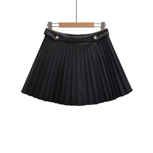 Dam Minikjol Hög Midja Veckad Polyester-1