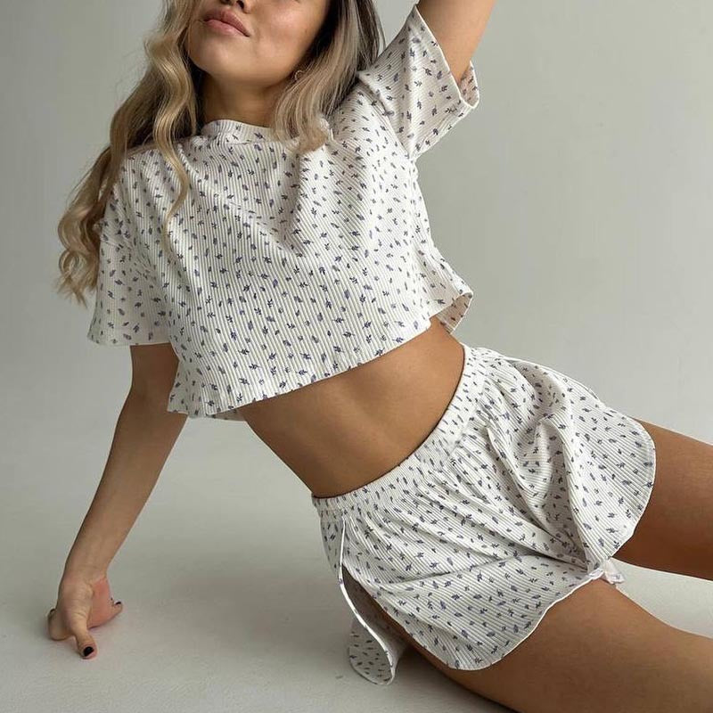 Variant image for Dam Pyjamas Set Blommig Kortärmad Polyester-1