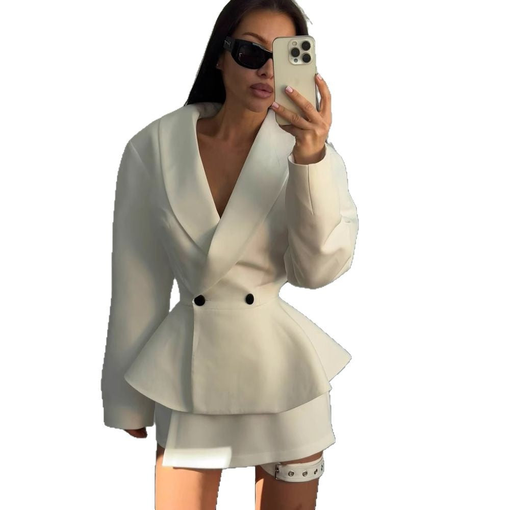 Kvinnors Peplum Blazerjacka Elegant Hårt Kläde 6