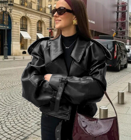 Damjacka LĂ€derlook Modern Design Ăverdimensionerad 1