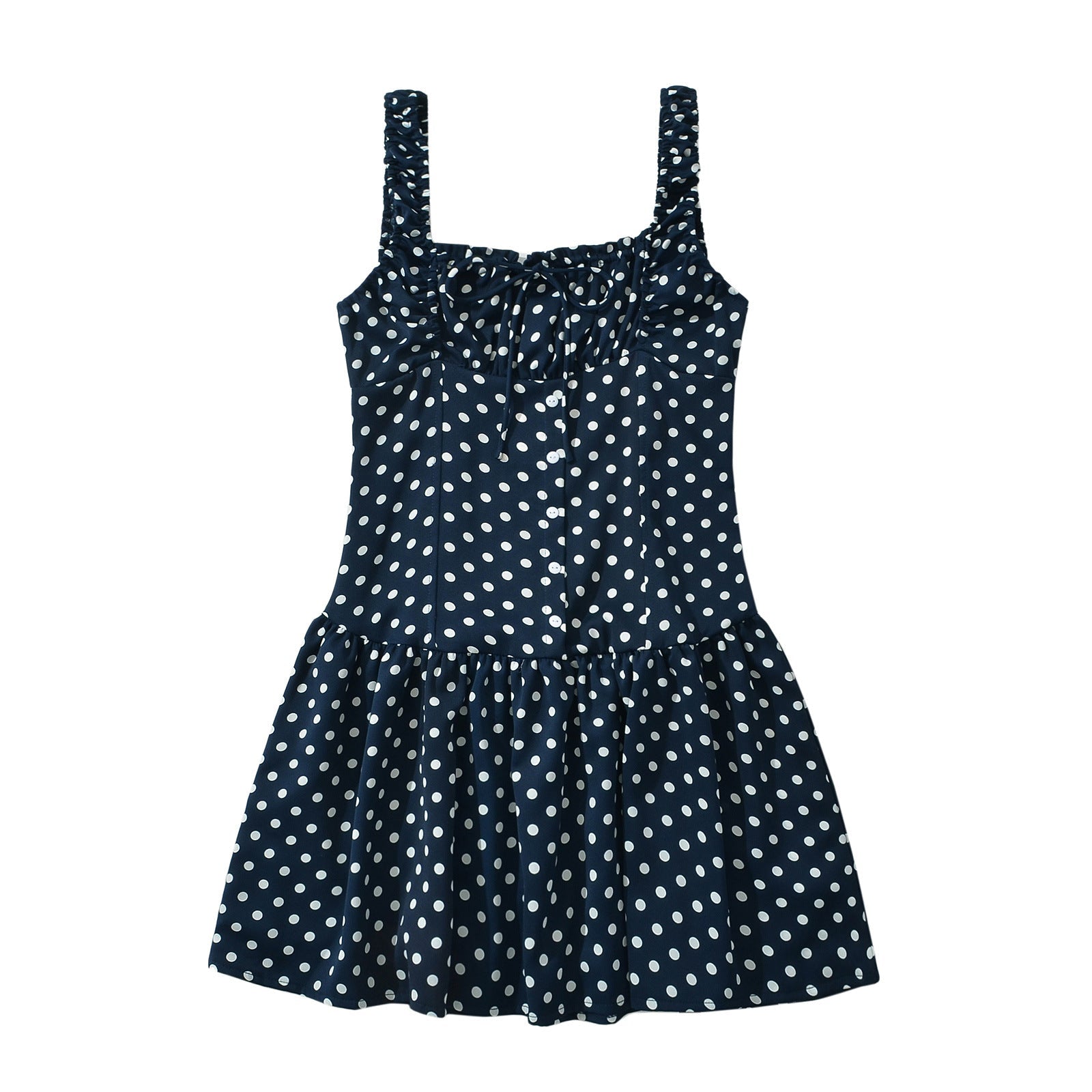 Damklänning med Ruffles Prickdesign Lätt Tyg Fina Damklänningar 1