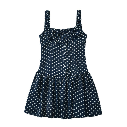 Damklänning med Ruffles Prickdesign Lätt Tyg Fina Damklänningar 1