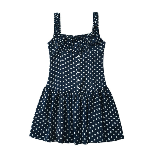 Damklänning med Ruffles Prickdesign Lätt Tyg Fina Damklänningar 1