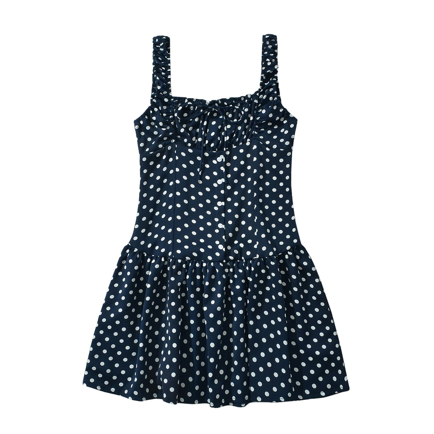 Damklänning med Ruffles Prickdesign Lätt Tyg Fina Damklänningar 5