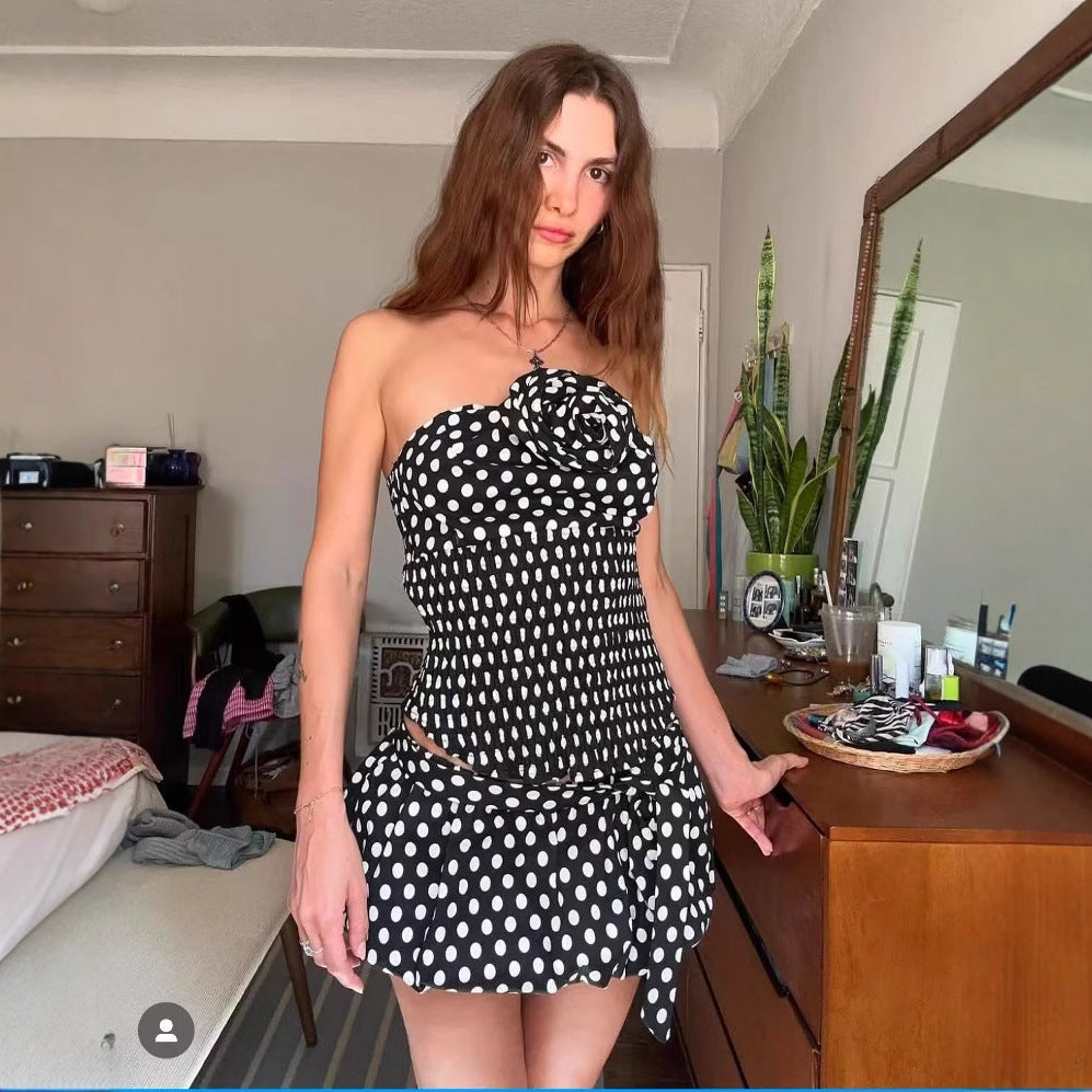 Kvinnors Wrapkjol Prickmönster Elastisk Tyg-3