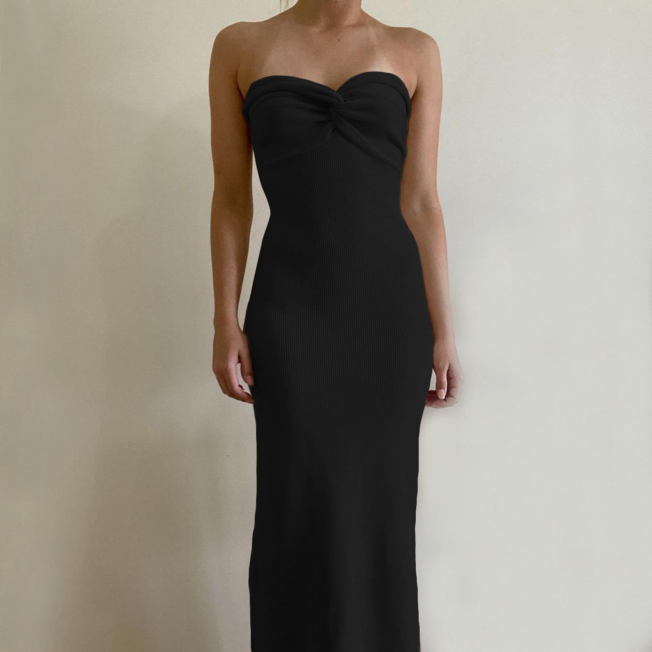 Fina Dam Klänningar Midi Klänning Twist Knut Polyester Ärm lös-6