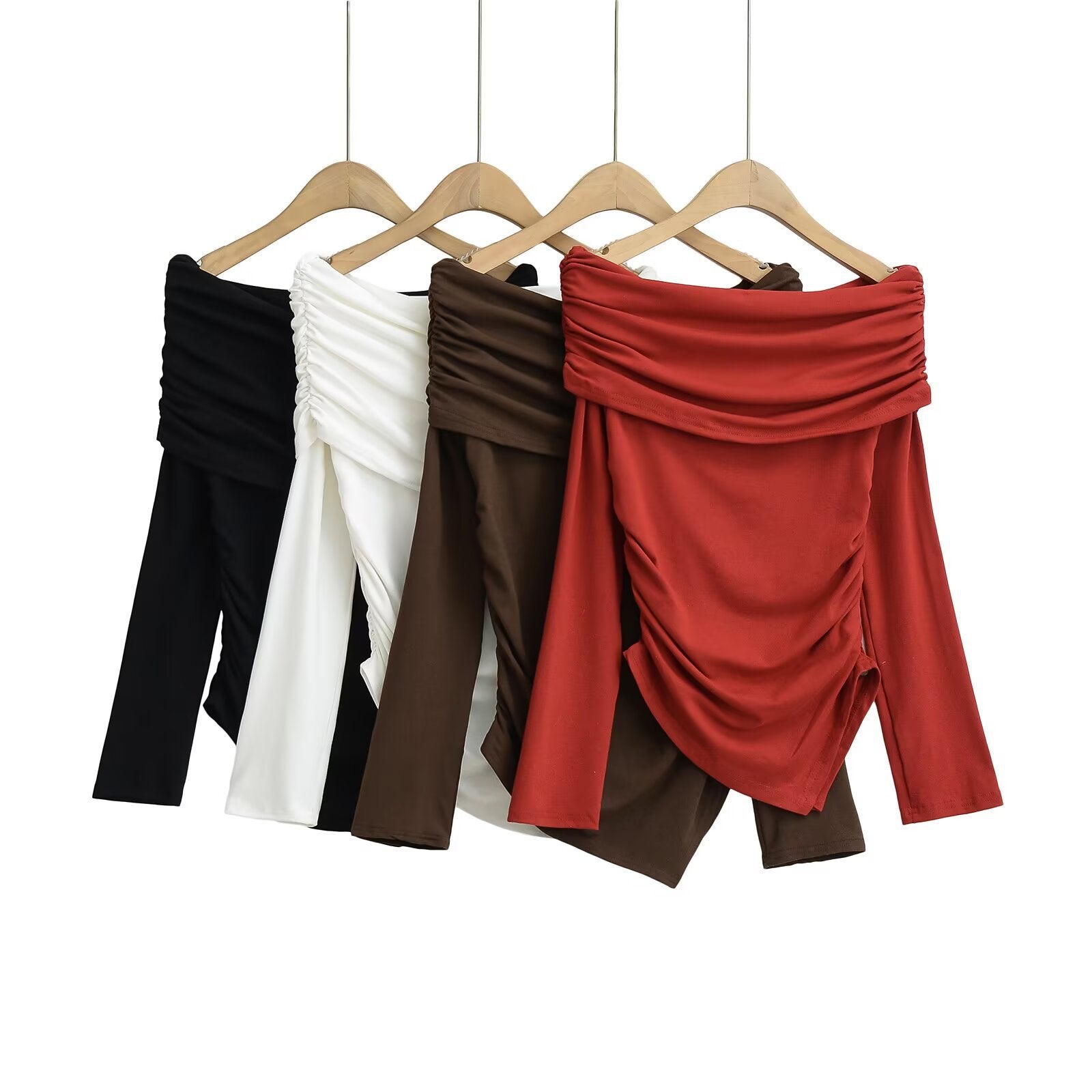 Kvinnors Topp Wrap Design Mjukt Tyg med Dekorativa Ruffle Element 2
