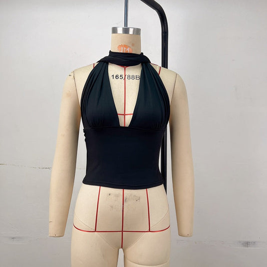 Dam Festtoppar Ăppen Rygg Elastisk Material-1
