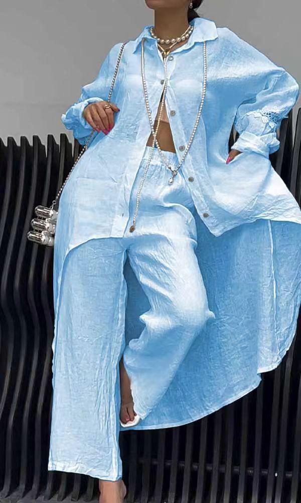 Herr Oregelbunden Hemdräkt Lång Ärmar Polyester-3