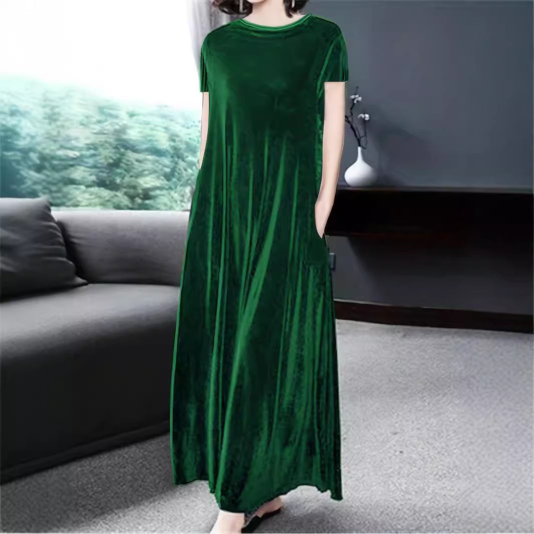 Damklänning A-linje Rund Hals Polyester Långärmad Elegant-5