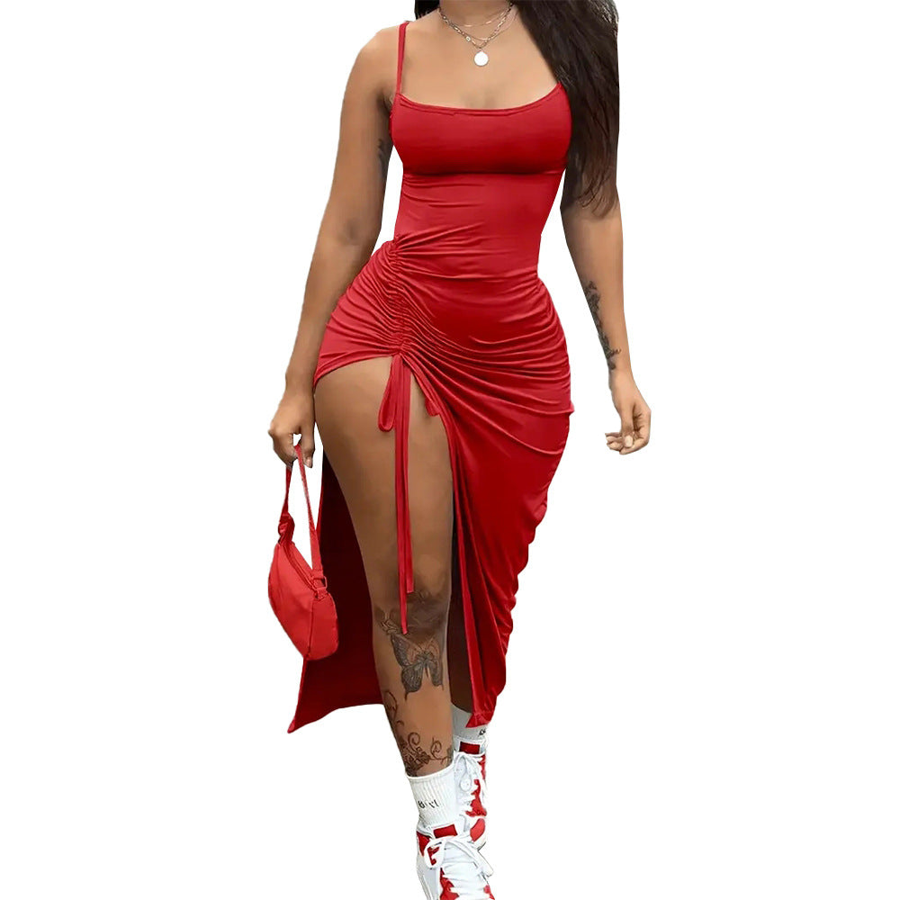 Kvinnors Bodycon Klänning Med Veckad Midjelastband Mjuk Blandning-5