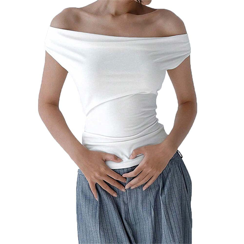 Dam Off-Shoulder Topp Elastiskt Material Festtopp 6