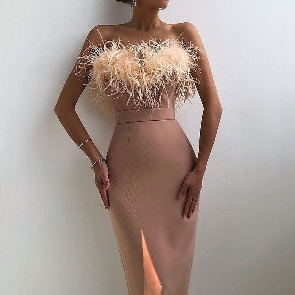 Kvinnors Midi Klänning Off-the-Shoulder Polyester-3