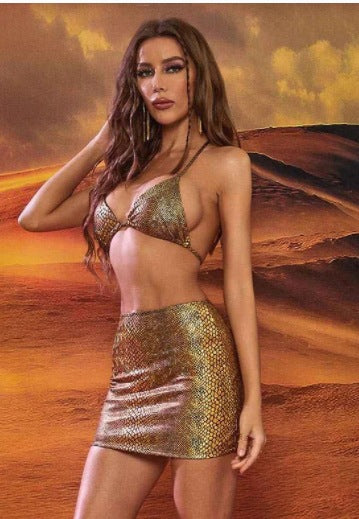 Kvinnors Bikini Set Ormläderdesign Polyester-1