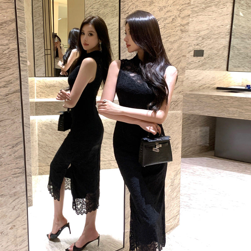 Fina Dam Klänningar Midi med Lappverk och Krage i Polyester-1